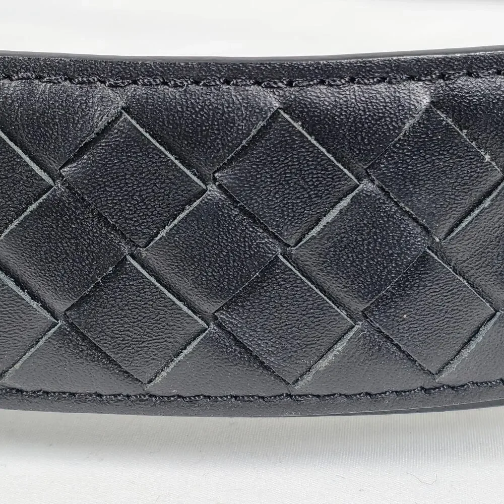 BOTTEGA VENETA INTRECCIATO LEATHER BELT – 100 CM / 40 IN – BLACK – MADE IN ITALY